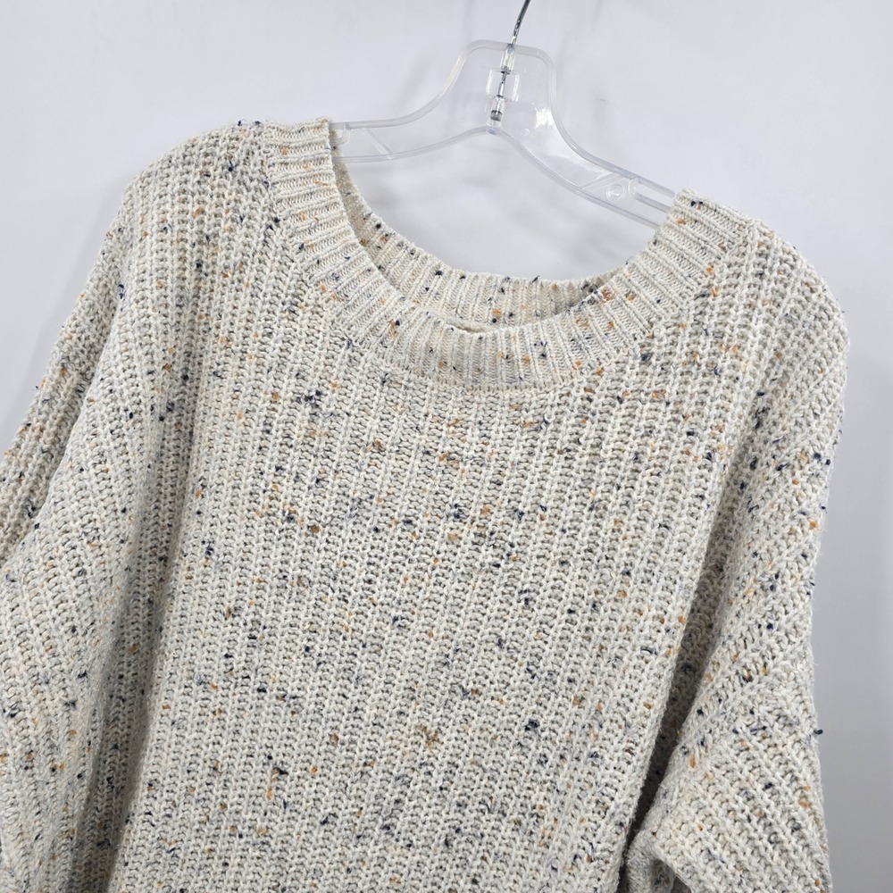 Cupio Sweater Womens 2X Cream Marl Flecked Knit Long Sleeve Crew Neck